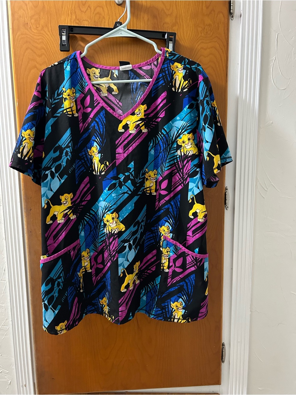 Disney Lion King themed scrub top soft stretch